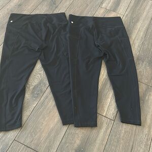 Z by Zella cropped Black Leggings (L) 2 pair set